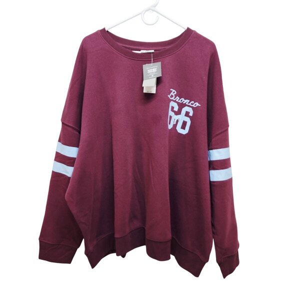 Ford Official Licensed Bronco 66 1966 Oversized Sweatshirt 3X Burgundy  White - Picture 1 of 7